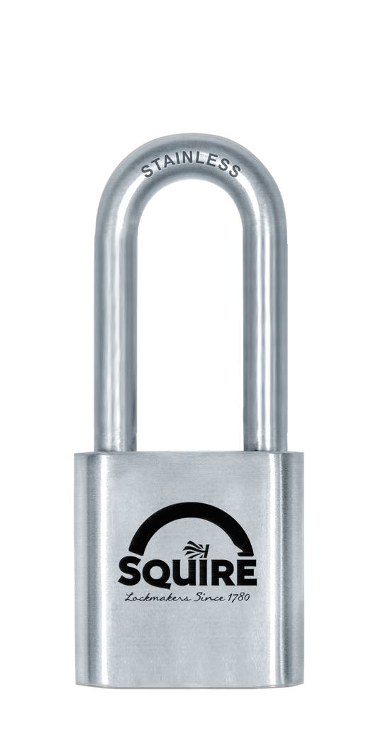 Squire Stronghold ST50S/2.5 Stainless Steel Long-Shackle Keyed Padlock | Extreme Weather | Rust Proof