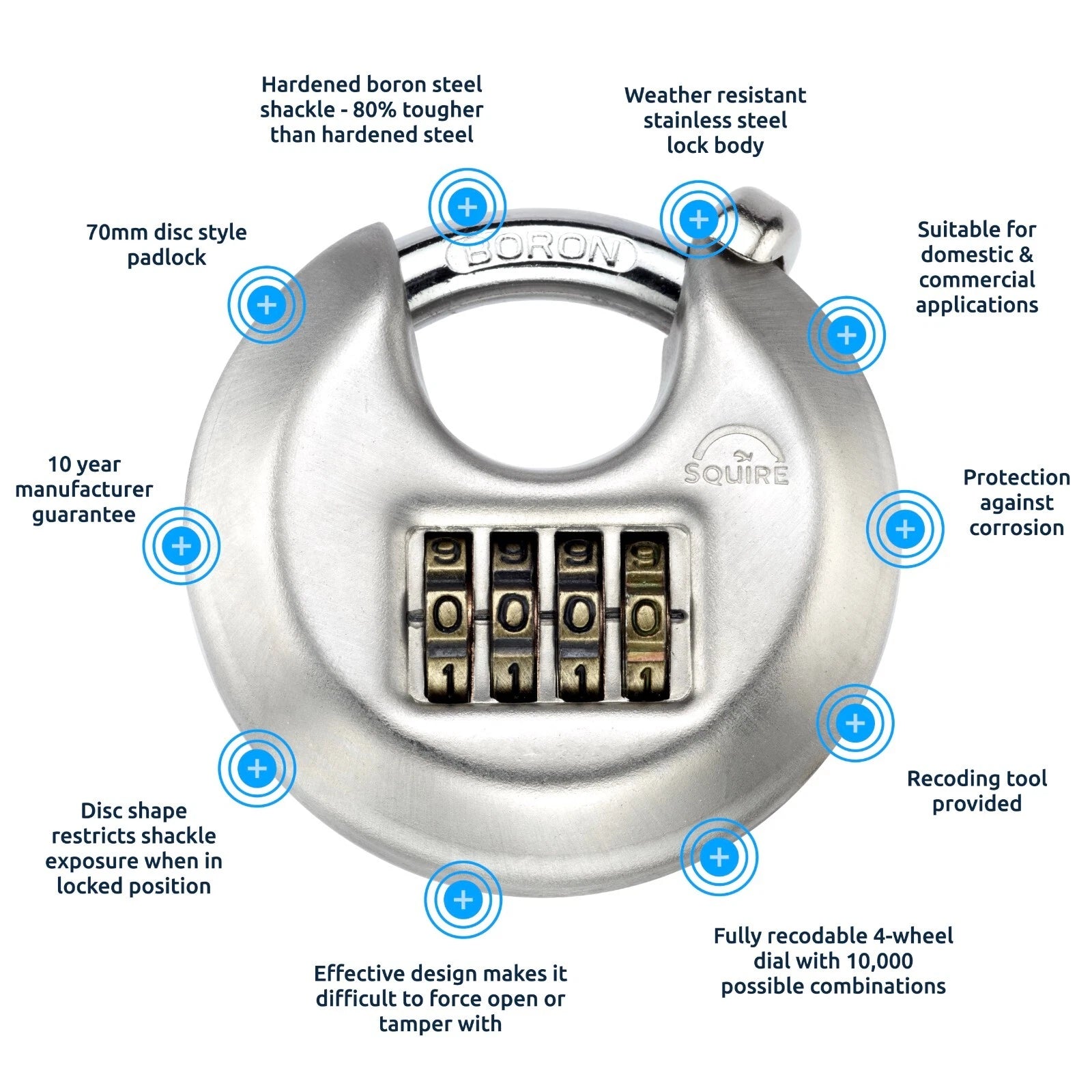 Squire DCL1 Combination Disc Padlock ( Puck Style )