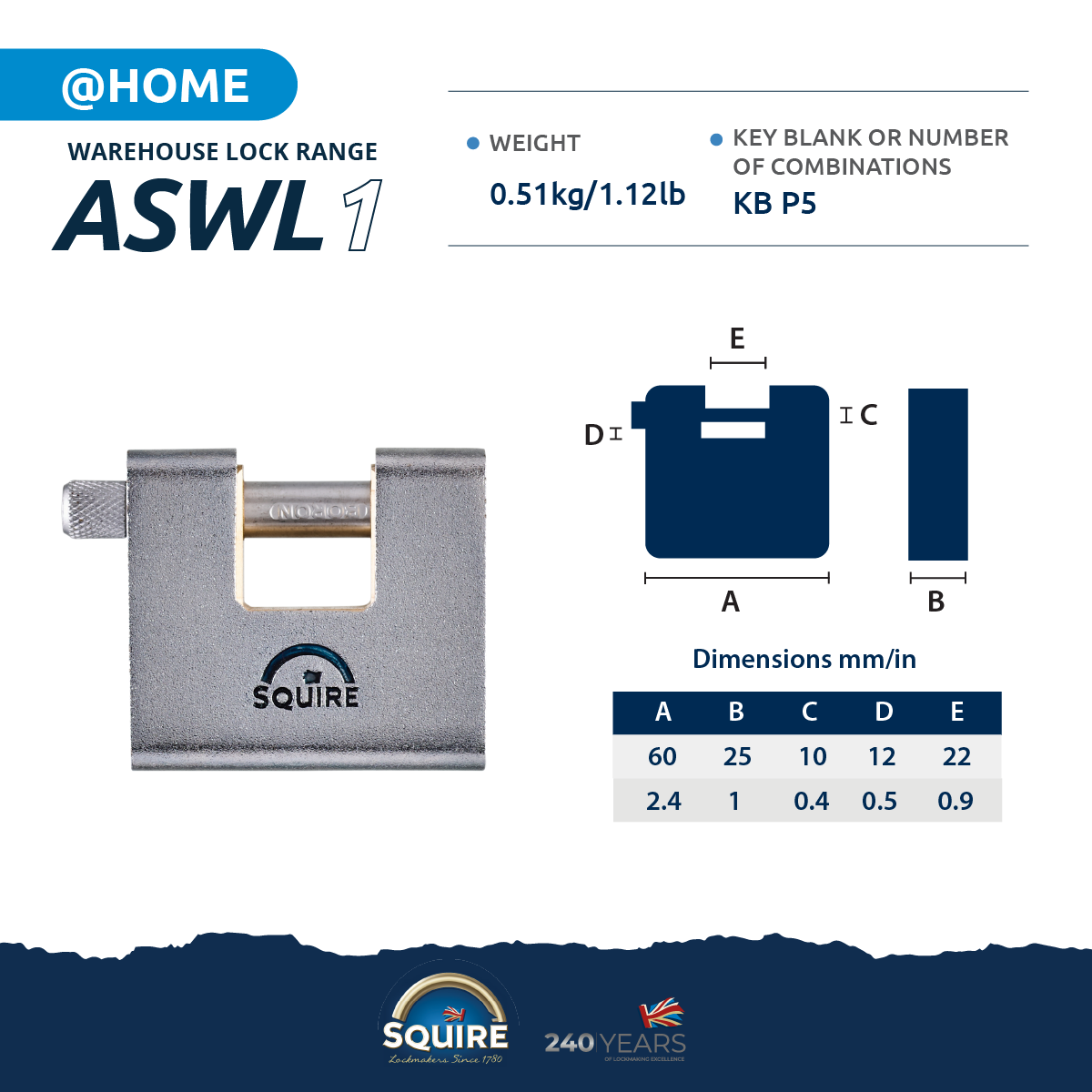 ASWL Armored Steel Padlock specs
