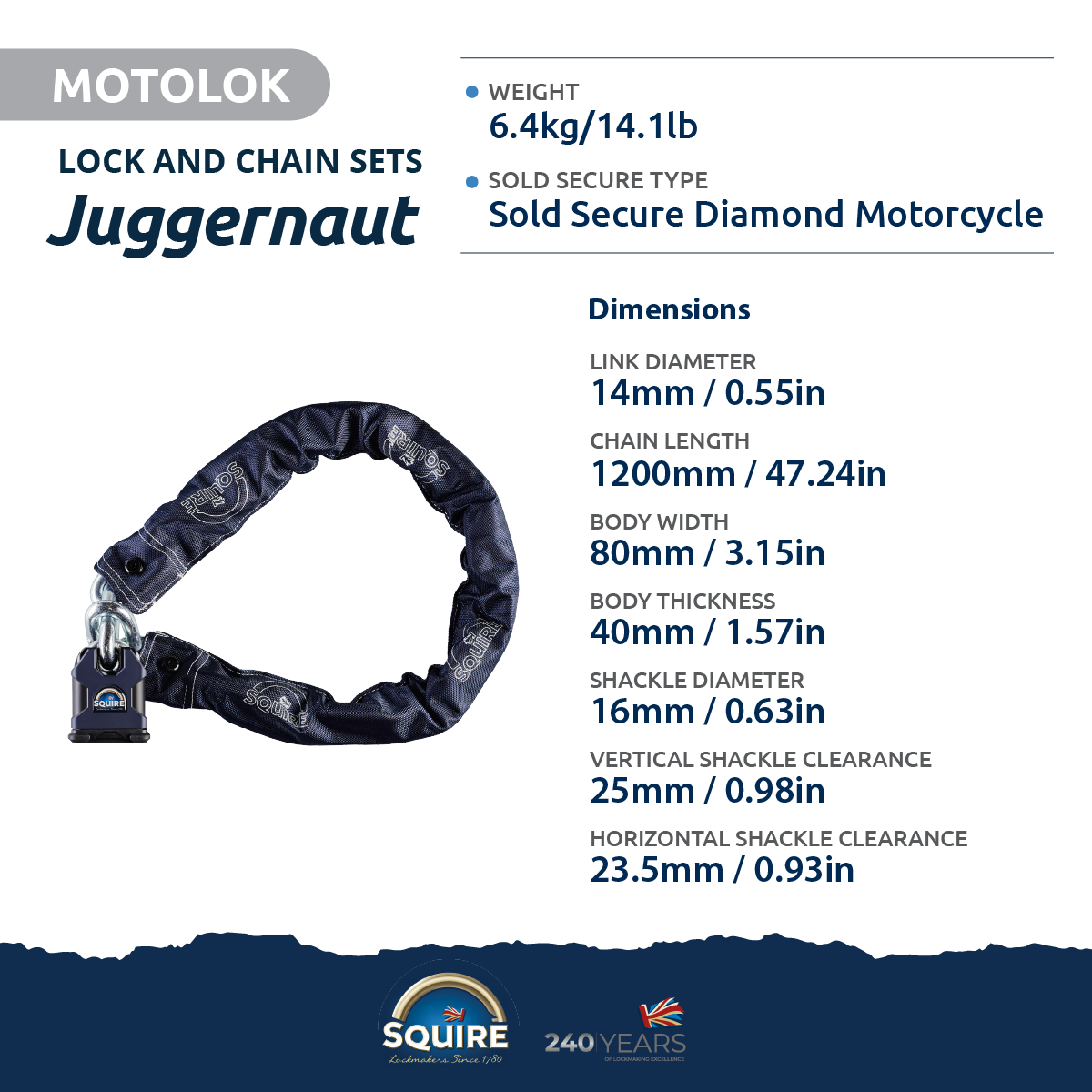 Stronghold Juggernaut Padlock and Chain Set | SS65CS | Juggernaut