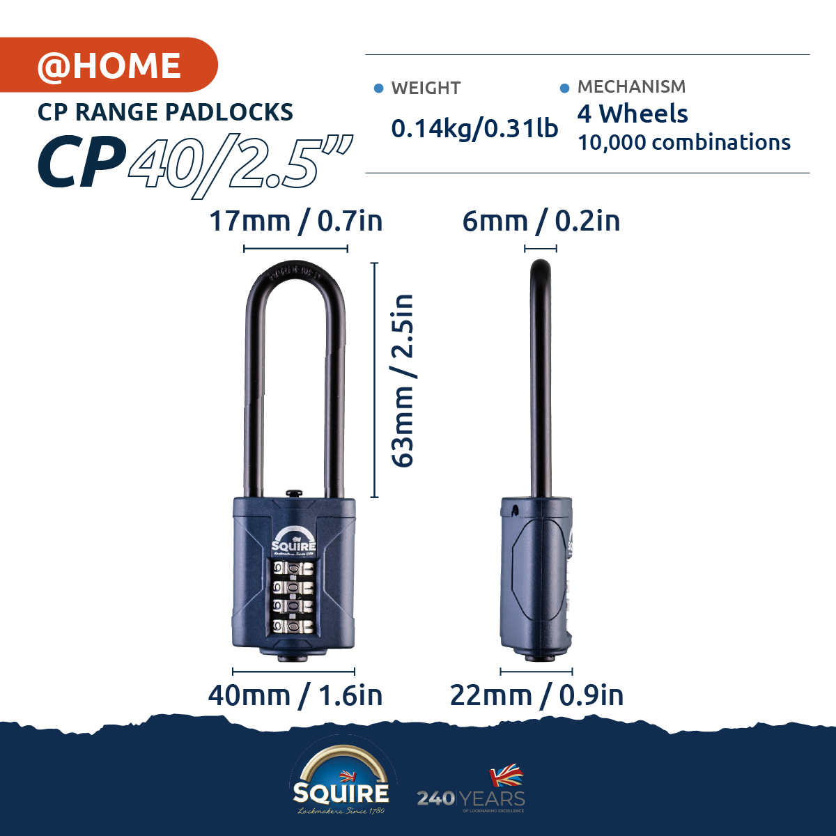 Weathershield™ Combination Padlock | 4-Wheel | CP40/2.5