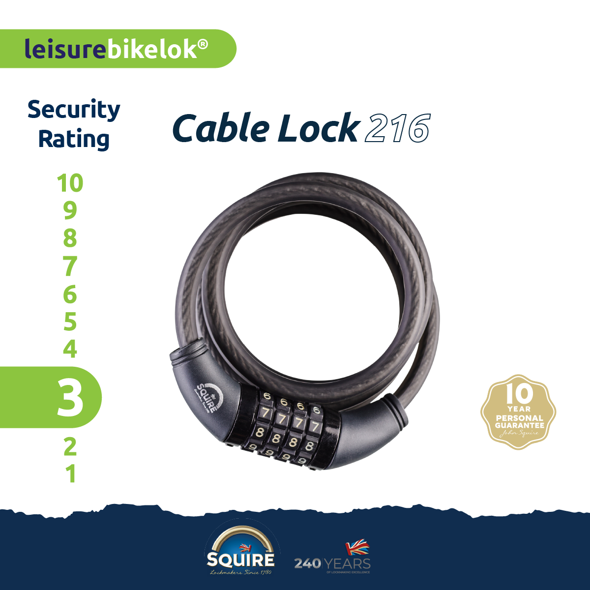 Squire Locks integrated Cable Lock product security rating