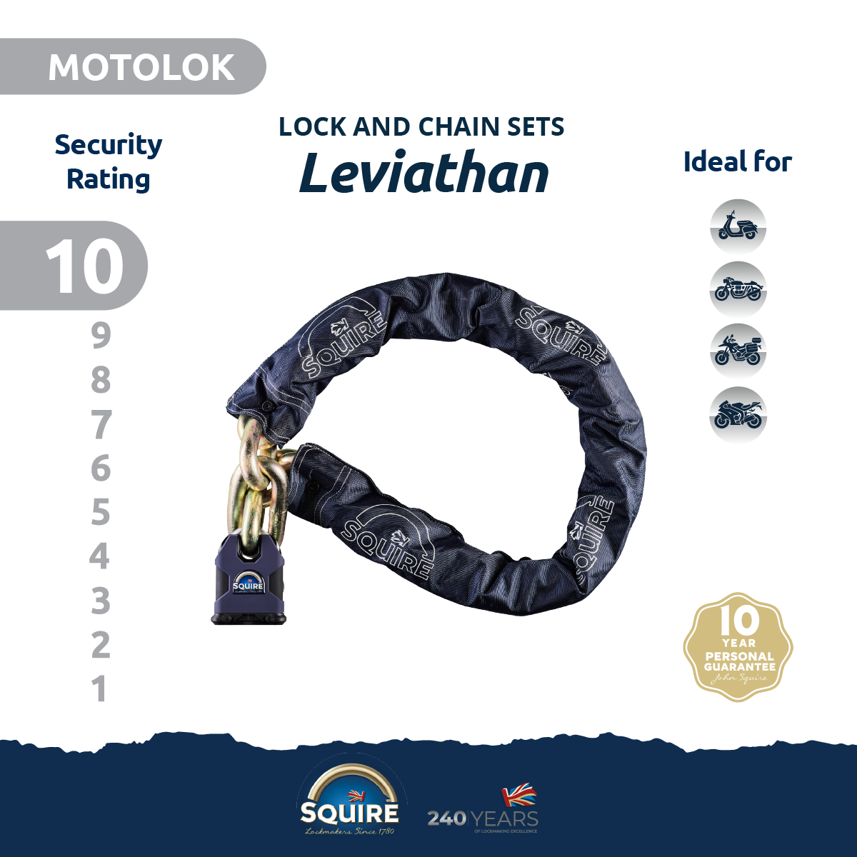 Stronghold Leviathan Padlock and Chain Set | SS80CS | Leviathan