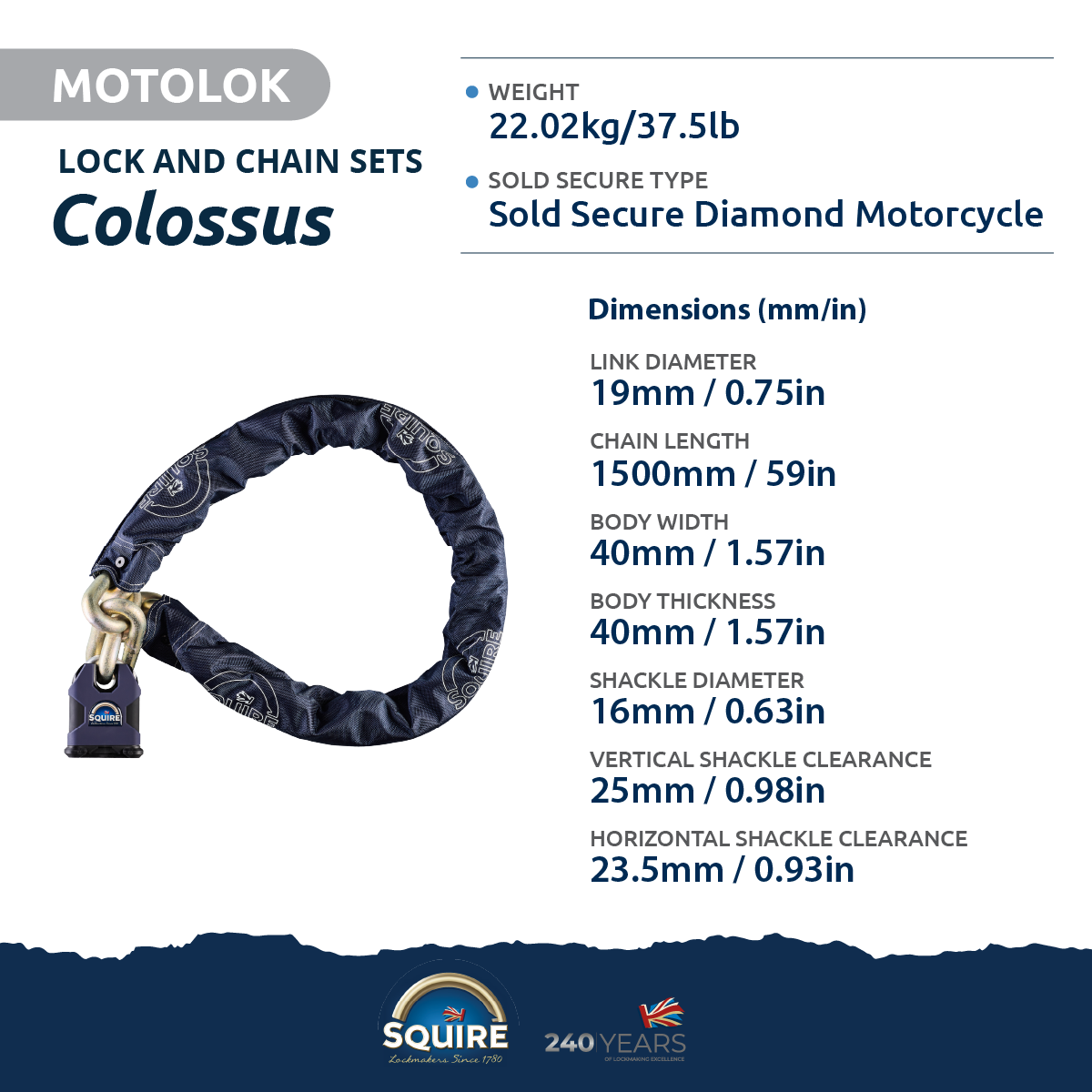 Colossus Padlock and Chain Set Specifications 1