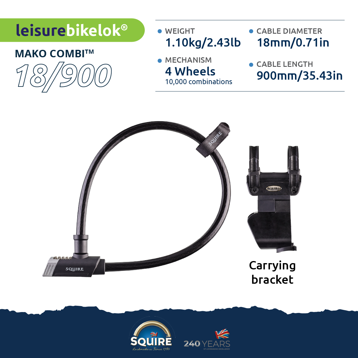 MAKO COMBI 18/900 - Bicycle Integrated CableLock