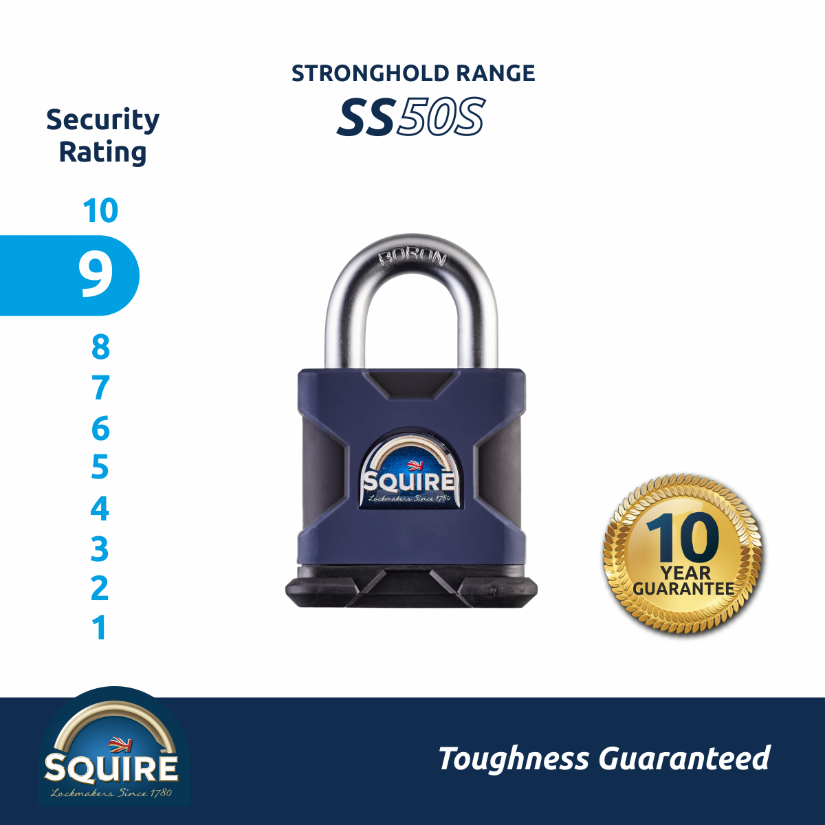Stronghold Premium Open Shackle Padlock | Boron Steel | SS50S Keyed Alike