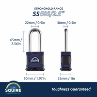 Thumbnail for Stronghold SS50S/2.5 Open Long Shackle | Boron Hardened Steel Padlock