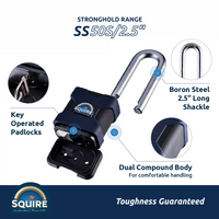 Thumbnail for Stronghold SS50S/2.5 Open Long Shackle | Boron Hardened Steel Padlock