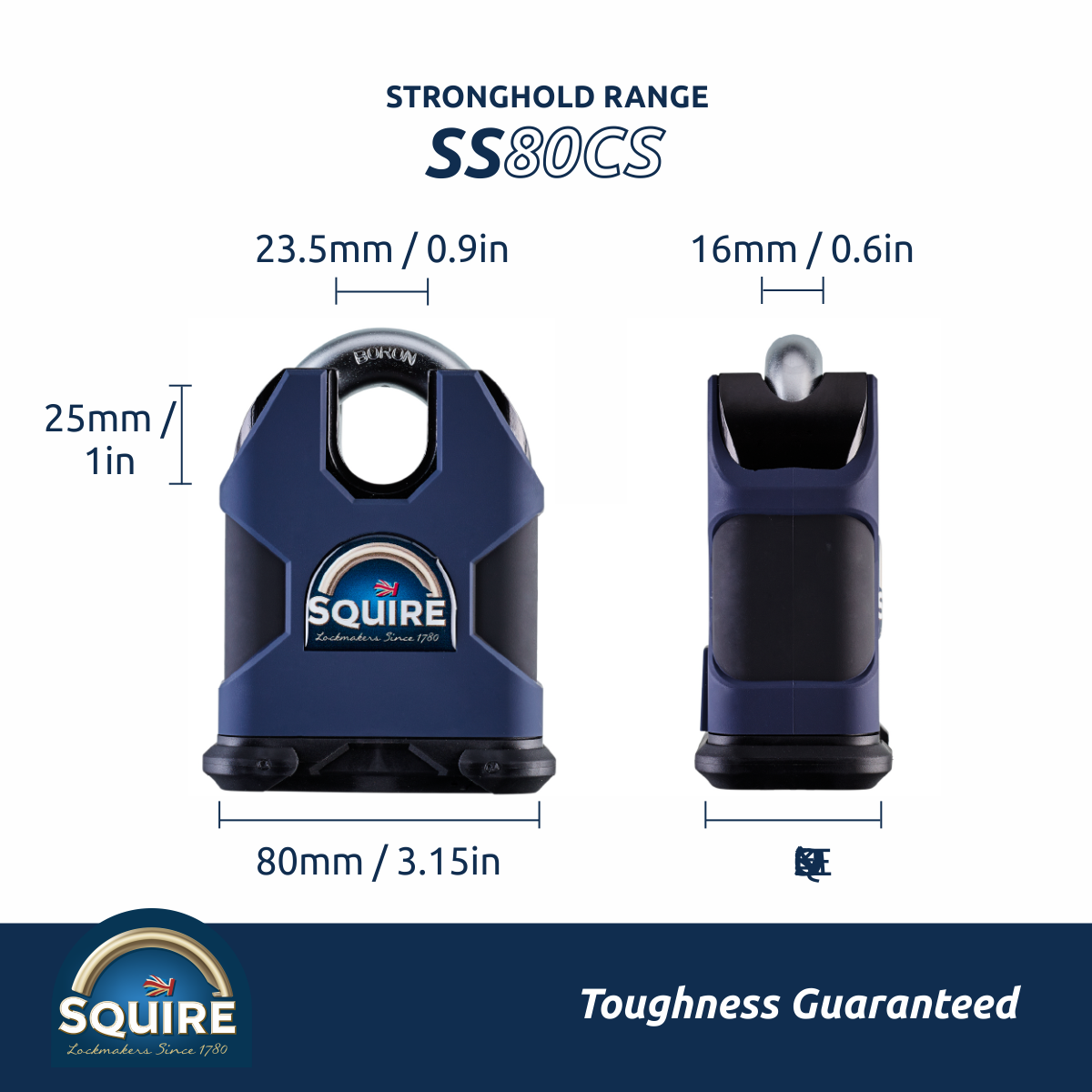 Stronghold SS80CS Heavy Duty Boron Steel Closed Shackle Padlock | CEN 6 | Military Grade