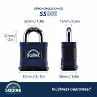 Thumbnail for Stronghold SS80S Open Shackle | Boron Hardened Steel Padlock