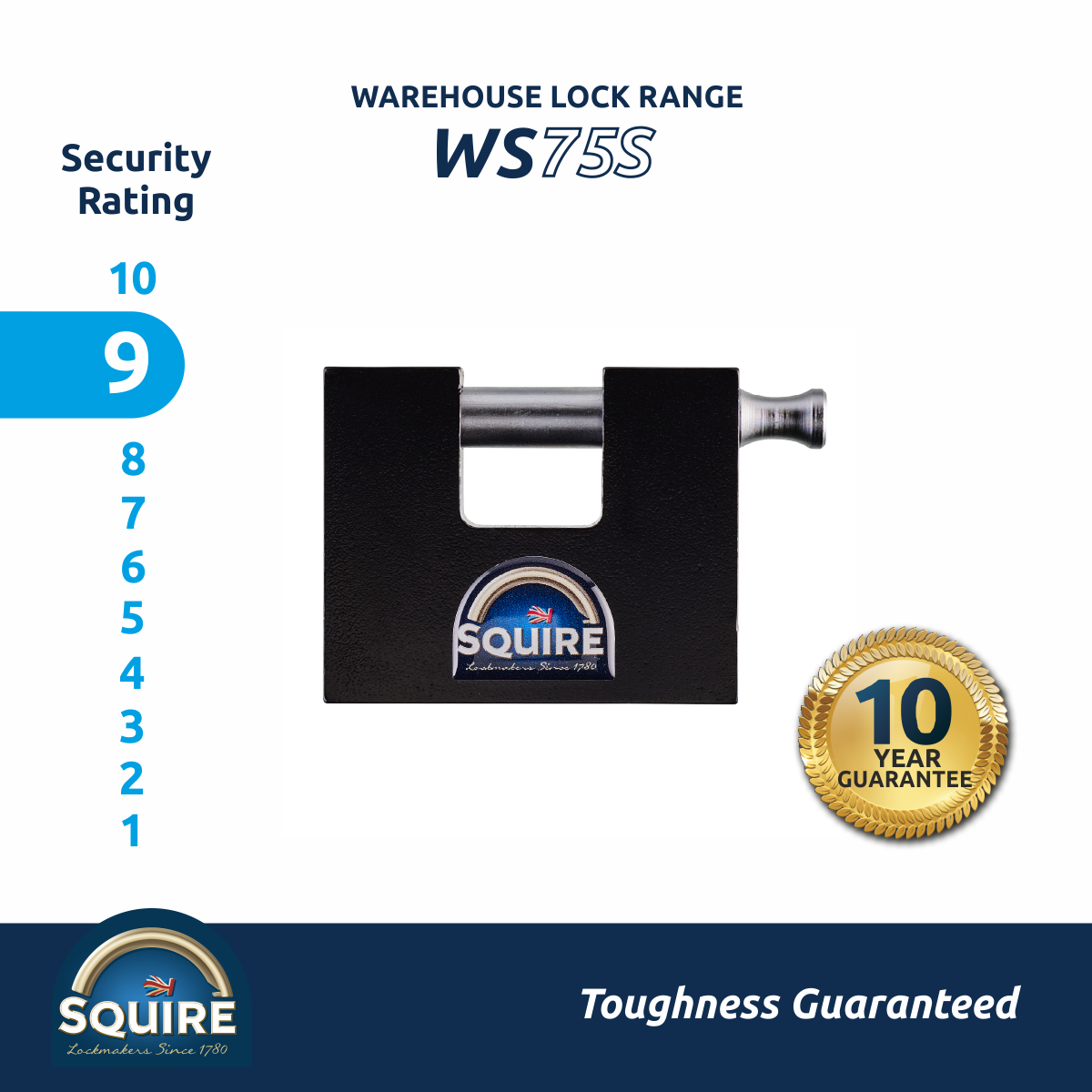 Stronghold WS75S Straight Boron Shackle | Freight Container Lock