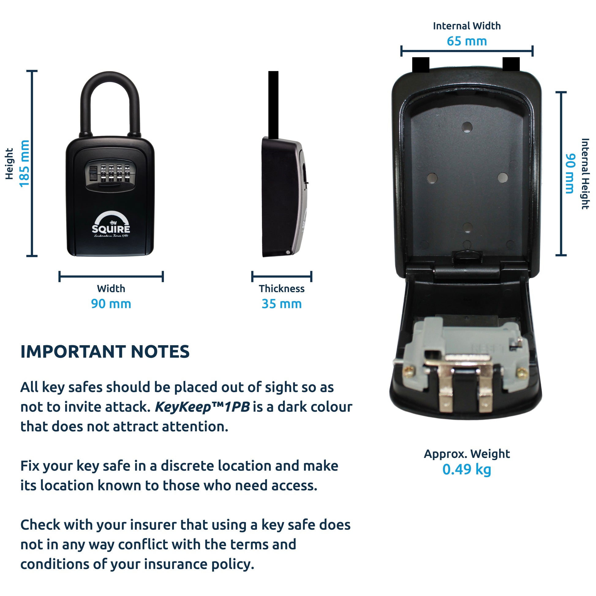 Squire KeyKeep 1PB Portable Combination Key Safe – 4-Digit Weatherproof Lock Box