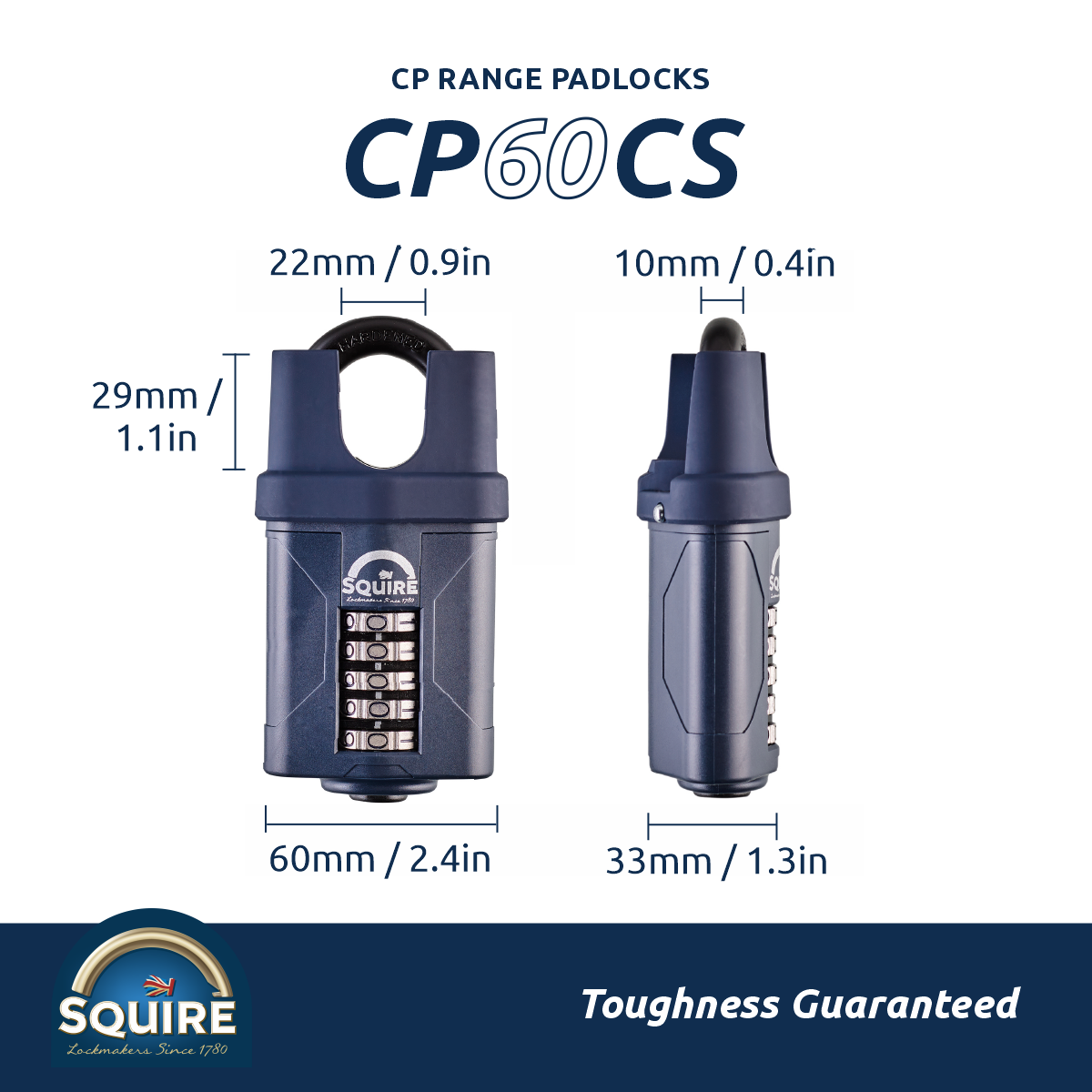 Squire CP60CS Heavy Duty All Weather Combination Padlock Closed Shackle