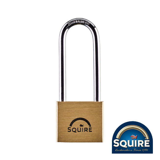  Squire Long Shackle Premium Marine Grade Brass Padlock | LN4S/2.5 front