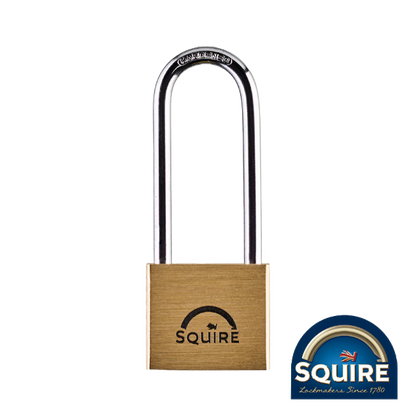  Squire Long Shackle Premium Marine Grade Brass Padlock | LN4S/2.5 front