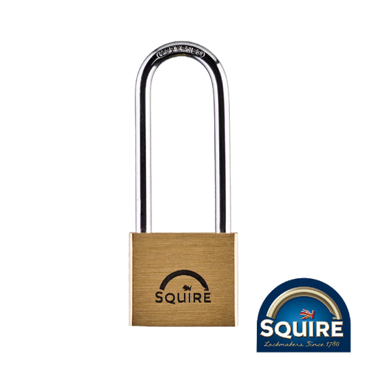  Squire Long Shackle Premium Marine Grade Brass Padlock | LN4S/2.5 front