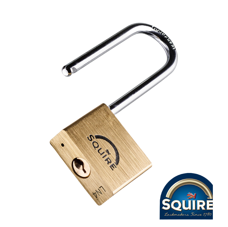  Squire Long Shackle Premium Marine Grade Brass Padlock | LN4S/2.5 open