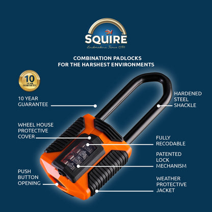 All Terrain Long Shackle Combination Padlock | All Weather | 4-Wheel | CP50ATL/2.5