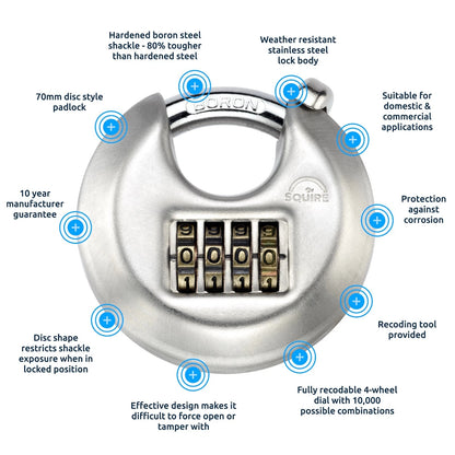 Squire DCL1 Combination Disc Padlock ( Puck Style )
