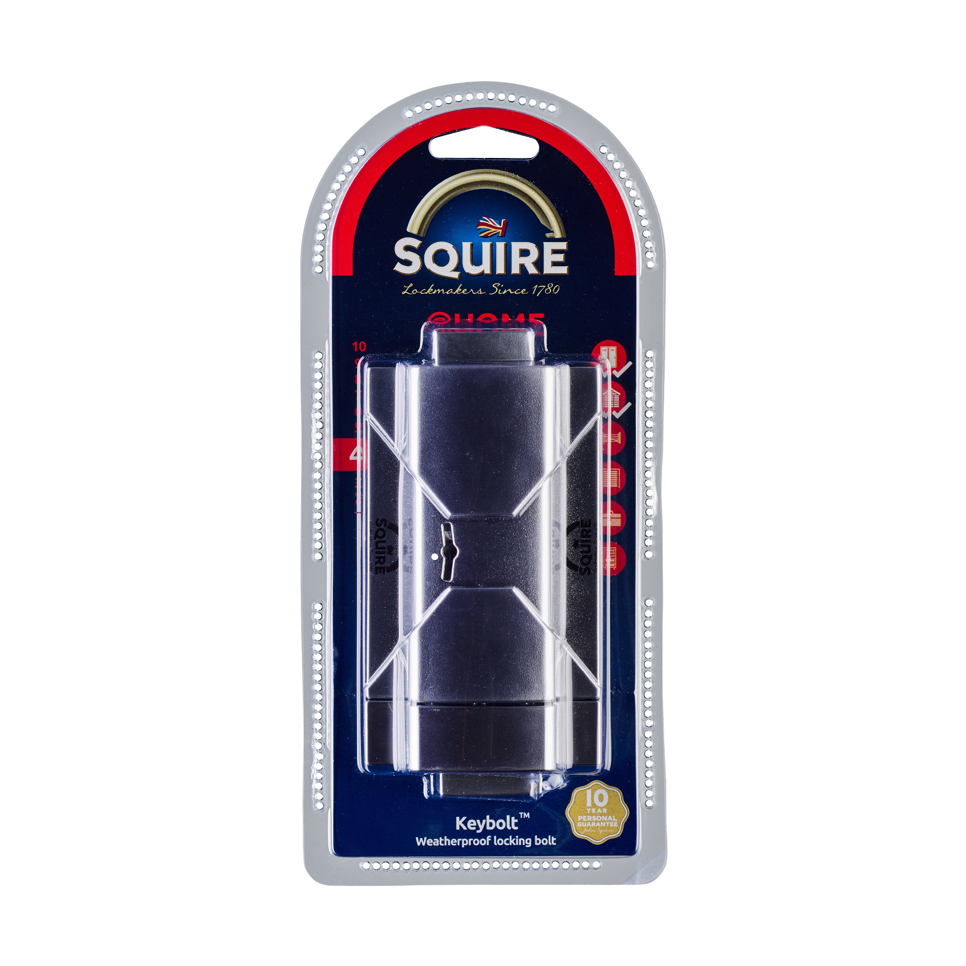 Squire Keybolt - Steel Lockable Door Bolt with Keyed Lock & Weatherproof Cover