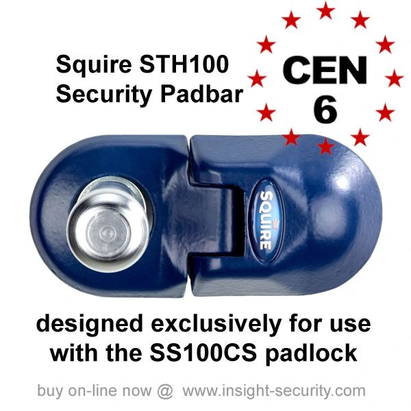 Squire SS100CS LEV5 3.94-in (100 mm) Solid Steel Closed-Shackle Keyed Padlock Squire Locks USA