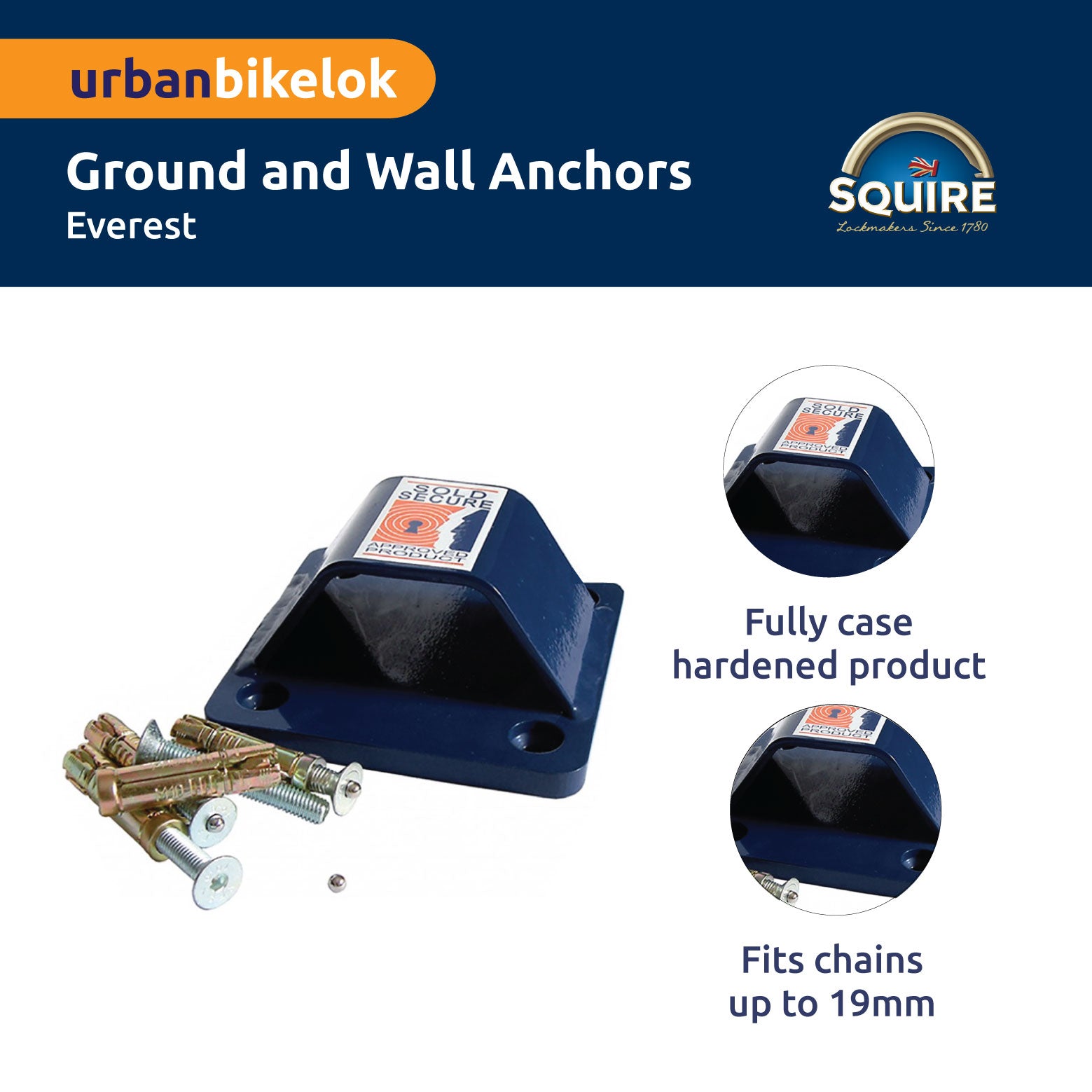 Squire Hardened Steel Ground and Wall Anchor | Everest spec