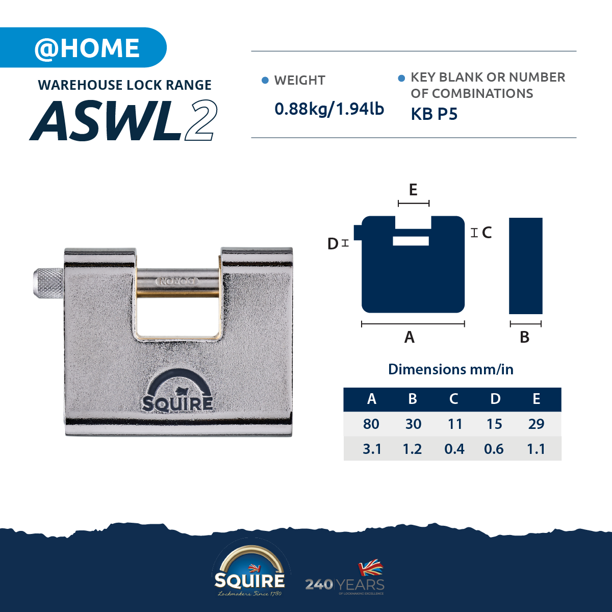 ASWL Armored Steel Padlock specs