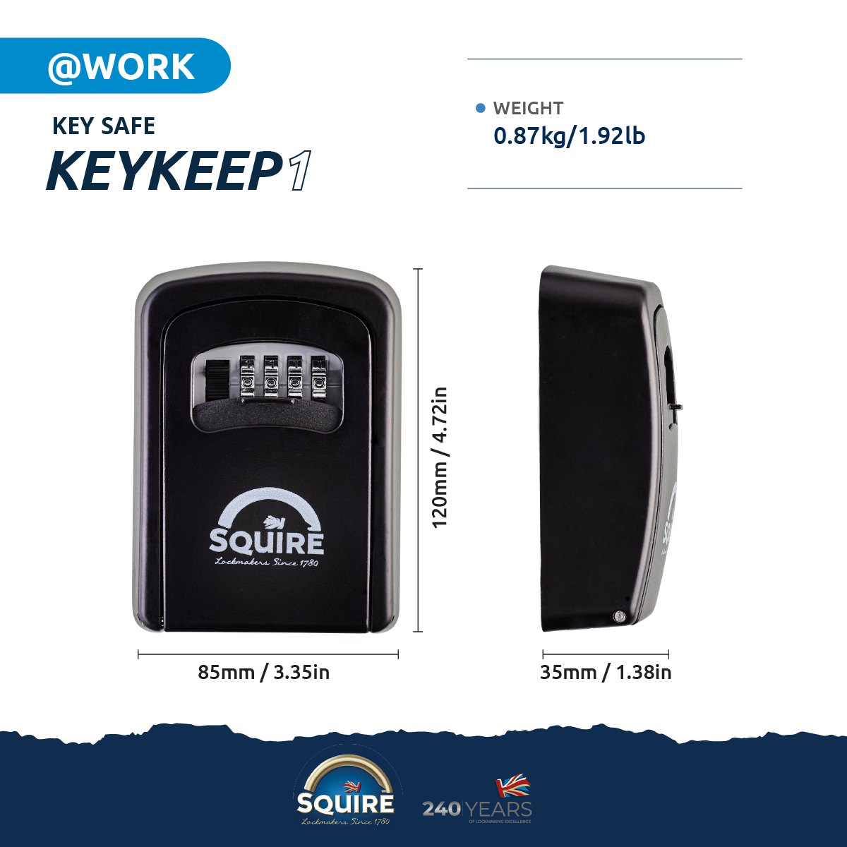 Boite à clé SQUIRE KEYKEEP1 pour stocker ses clés en toute sécurité