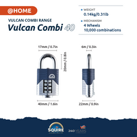 Thumbnail for Vulcan Combi 40 Open Shackle | Boron Hardened Steel Combination Padlock