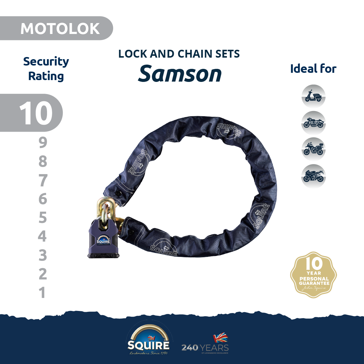 Stronghold Samson Padlock and Chain Set | Six Pin Cylinder| Samson