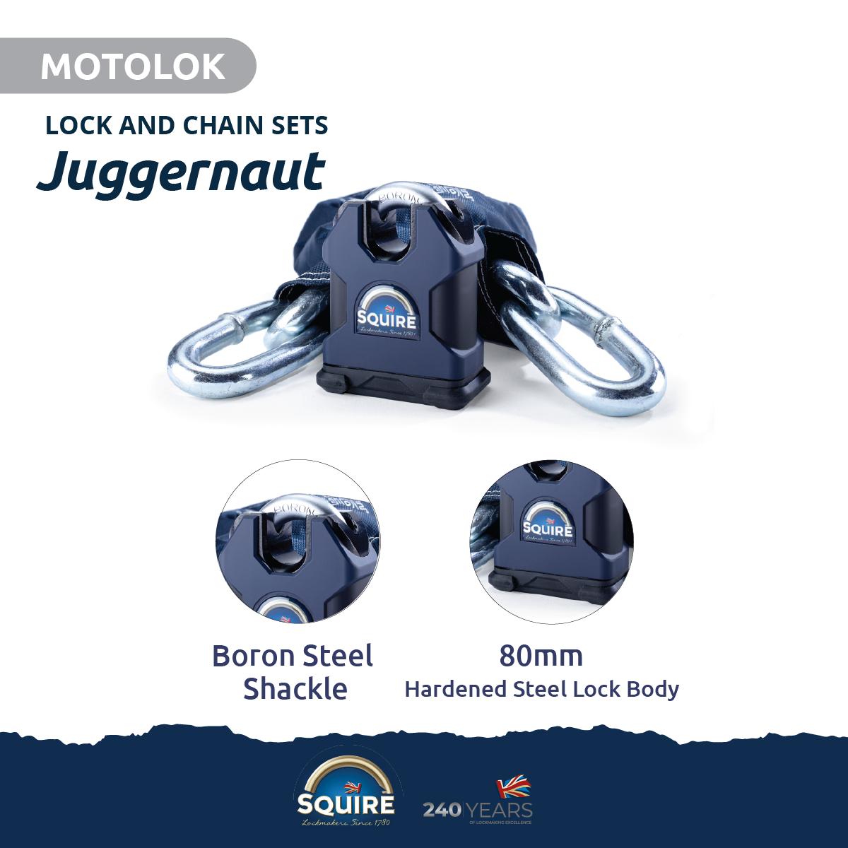 Stronghold Juggernaut Padlock and Chain Set | SS65CS | Juggernaut