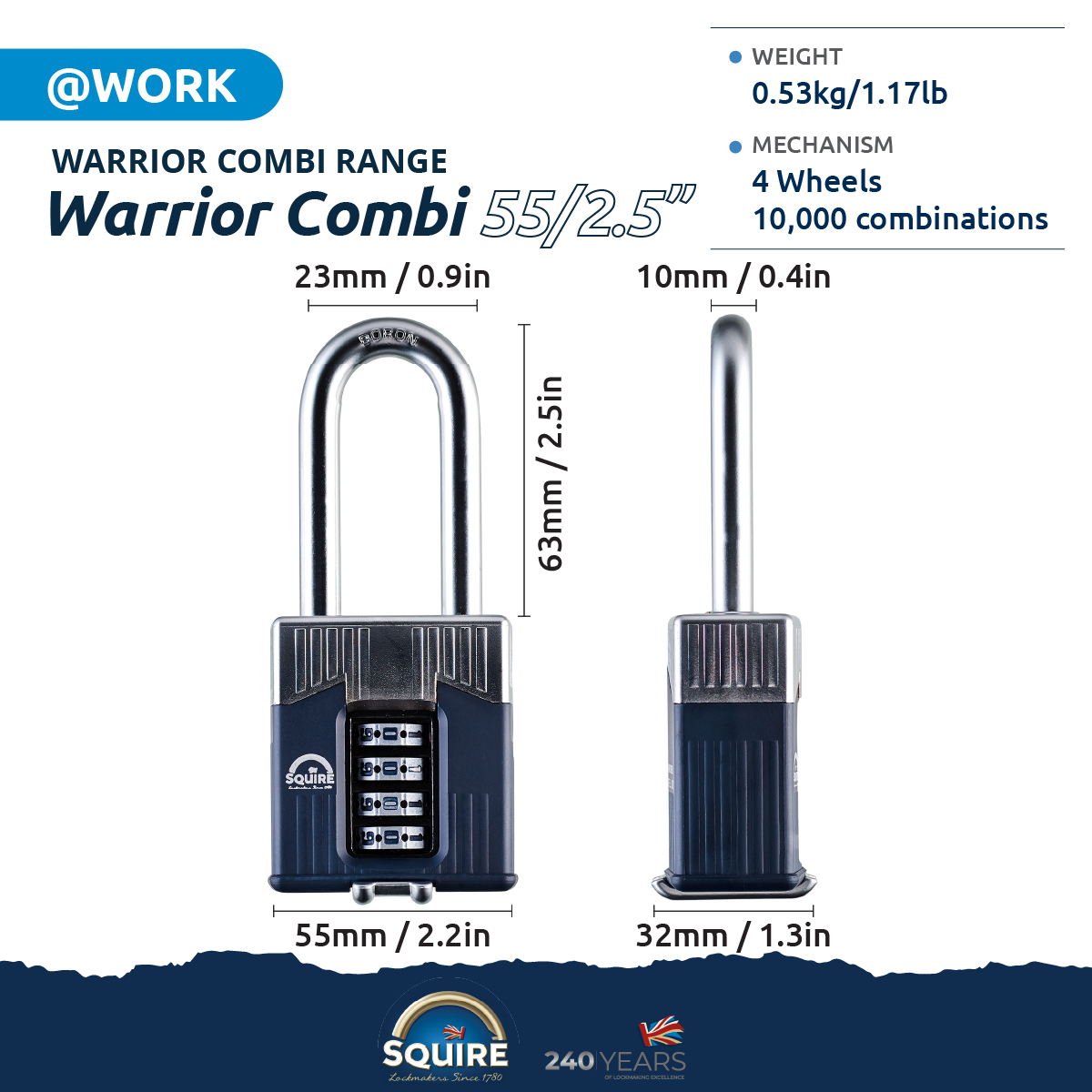 Warrior® Combi 55/2.5 Long Shackle