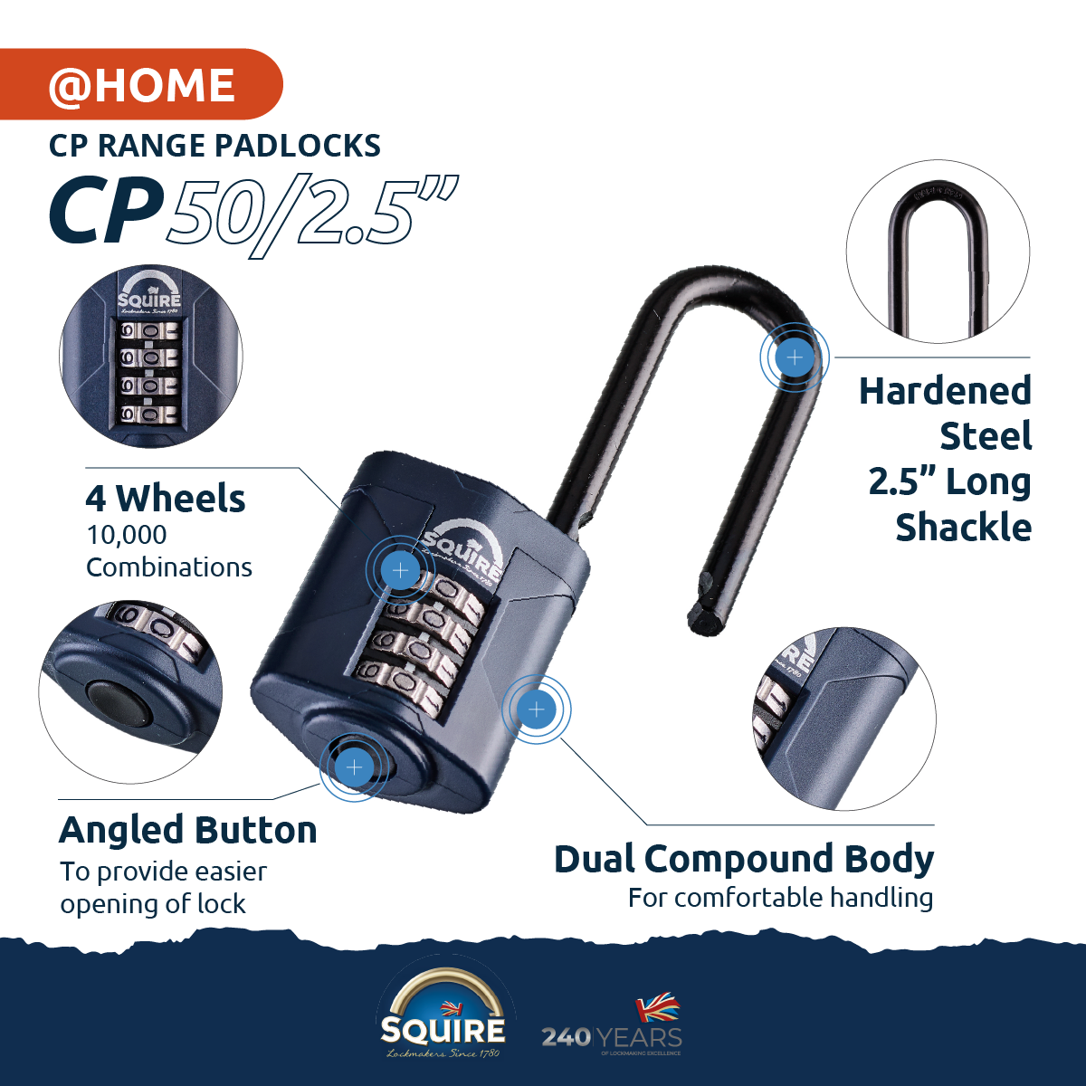 Weathershield™ Combination Padlock | 4-Wheel | CP50/2.5