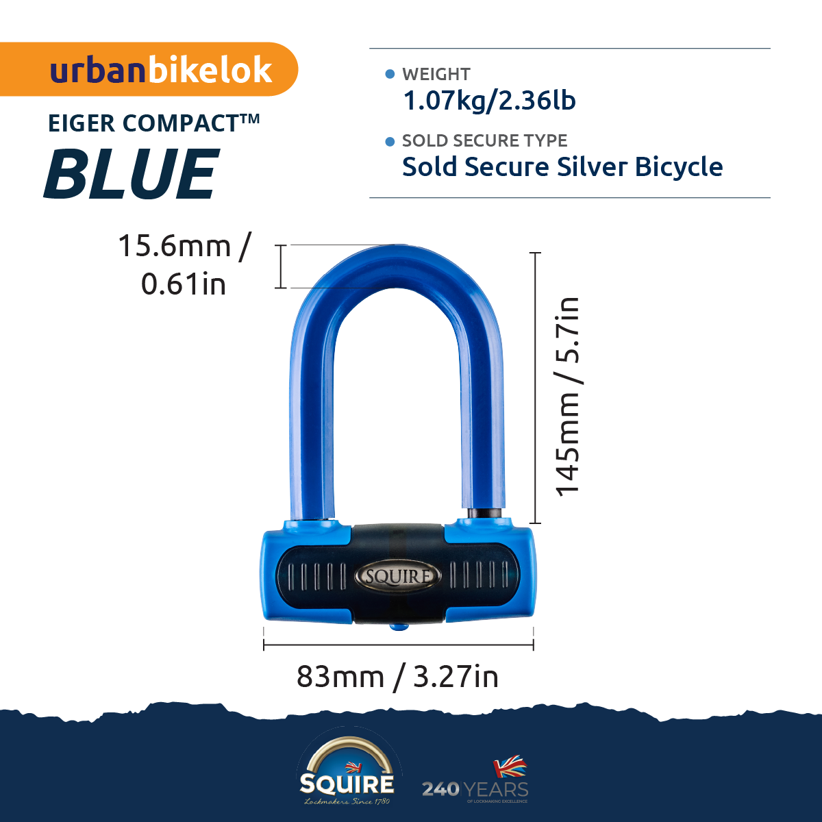 Eiger Compact™ High Security Bicycle D-Lock