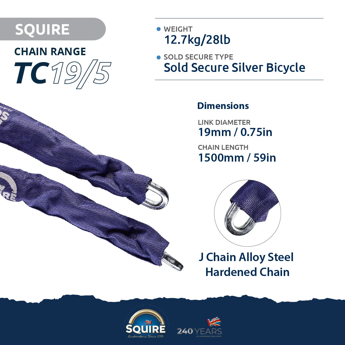 Squire Hardened Alloy Steel Chain | TC19/5 specs