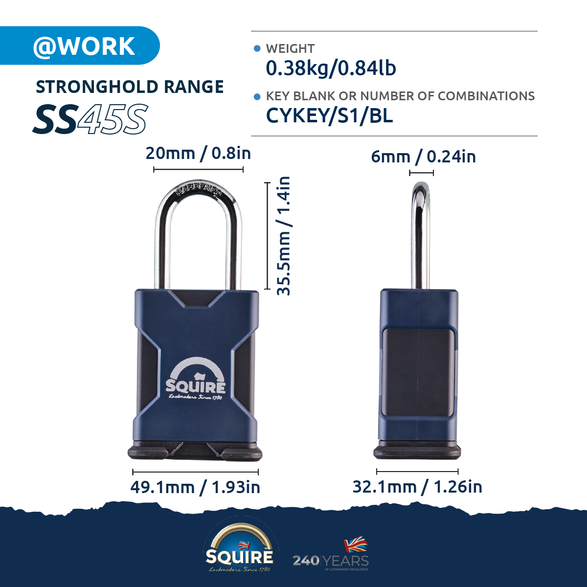 Stronghold Premium Open Shackle Padlock | Hardened Steel | SS45