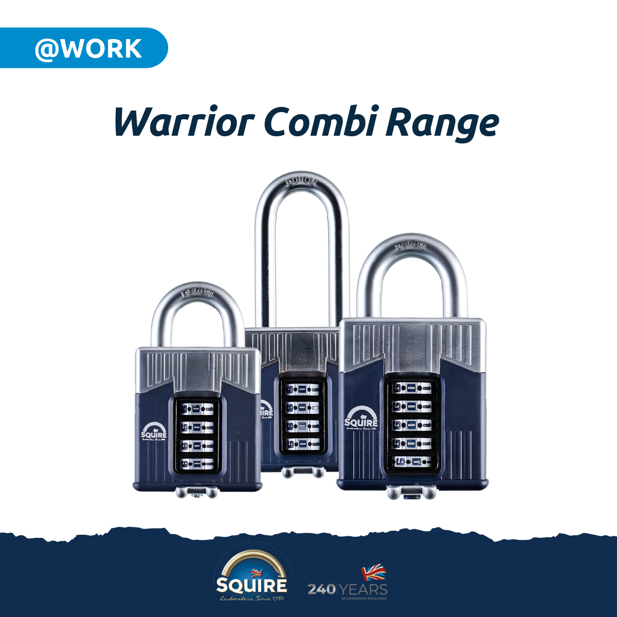 Warrior® Combi 55/2.5 Long Shackle Heavy Duty Padlock