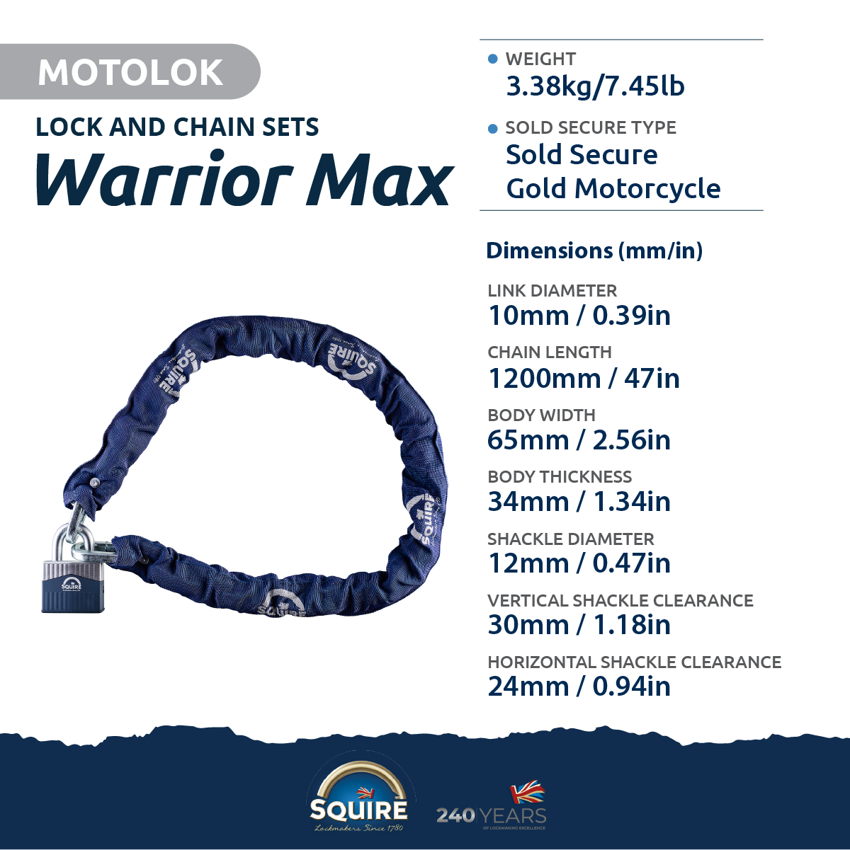 Warrior Max Padlock and Chain