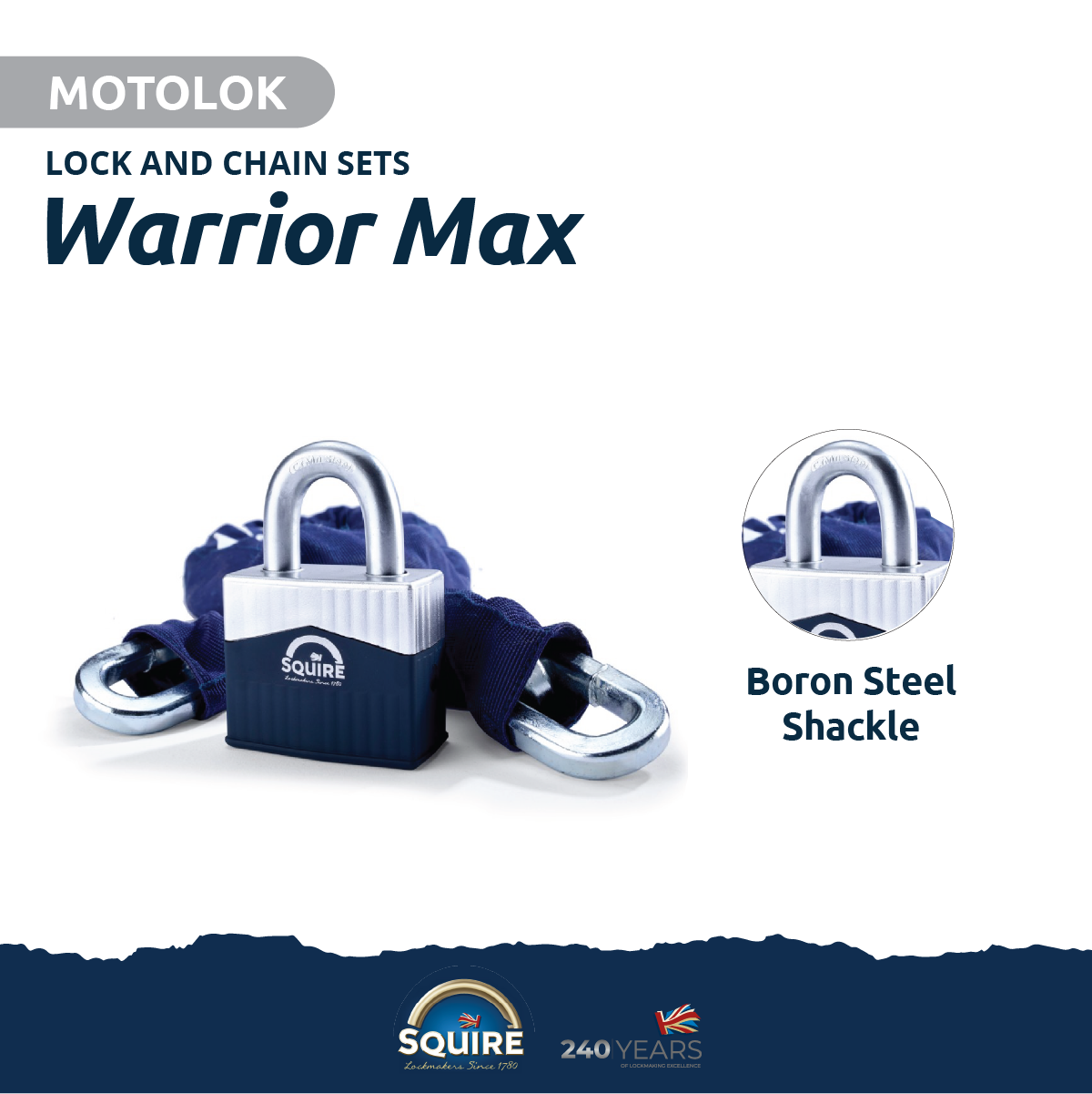 Warrior® Padlock and Chain | Boron Steel | Warrior Max