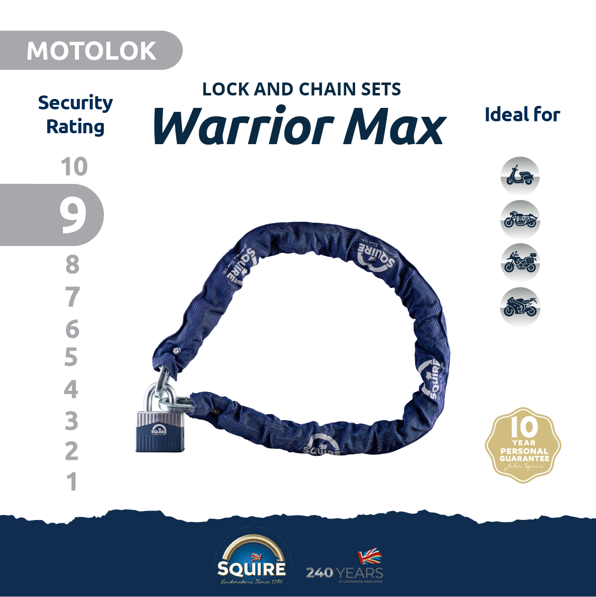 Warrior® Padlock and Chain | Boron Steel | Warrior Max