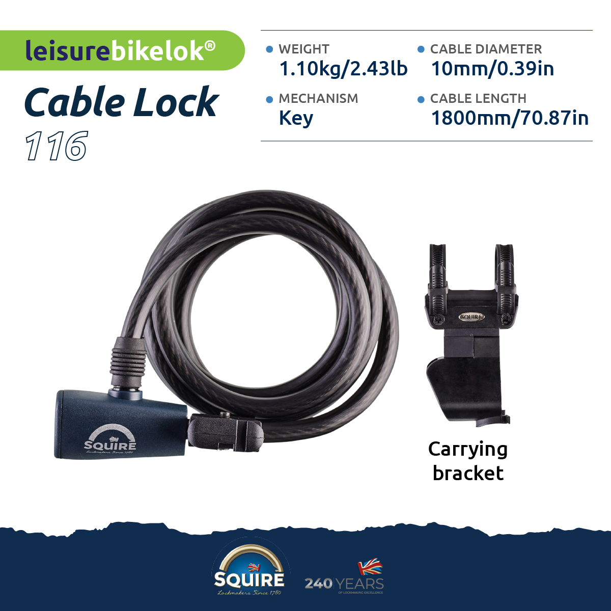 Squire Locks integrated Cable Lock product sheet 1