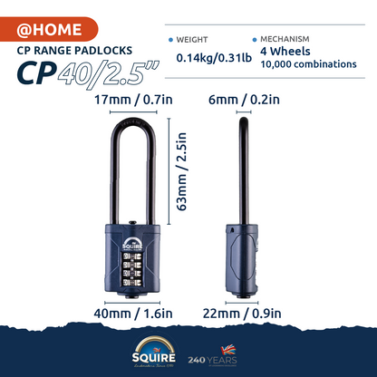 Weathershield™ Combination Padlock | 4-Wheel | CP40/2.5