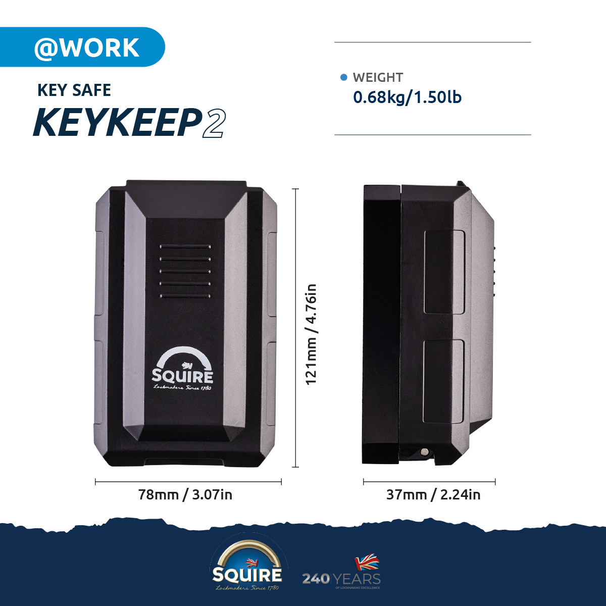 Squire Keykeep 2™ | Key Safe | PIN Key spec