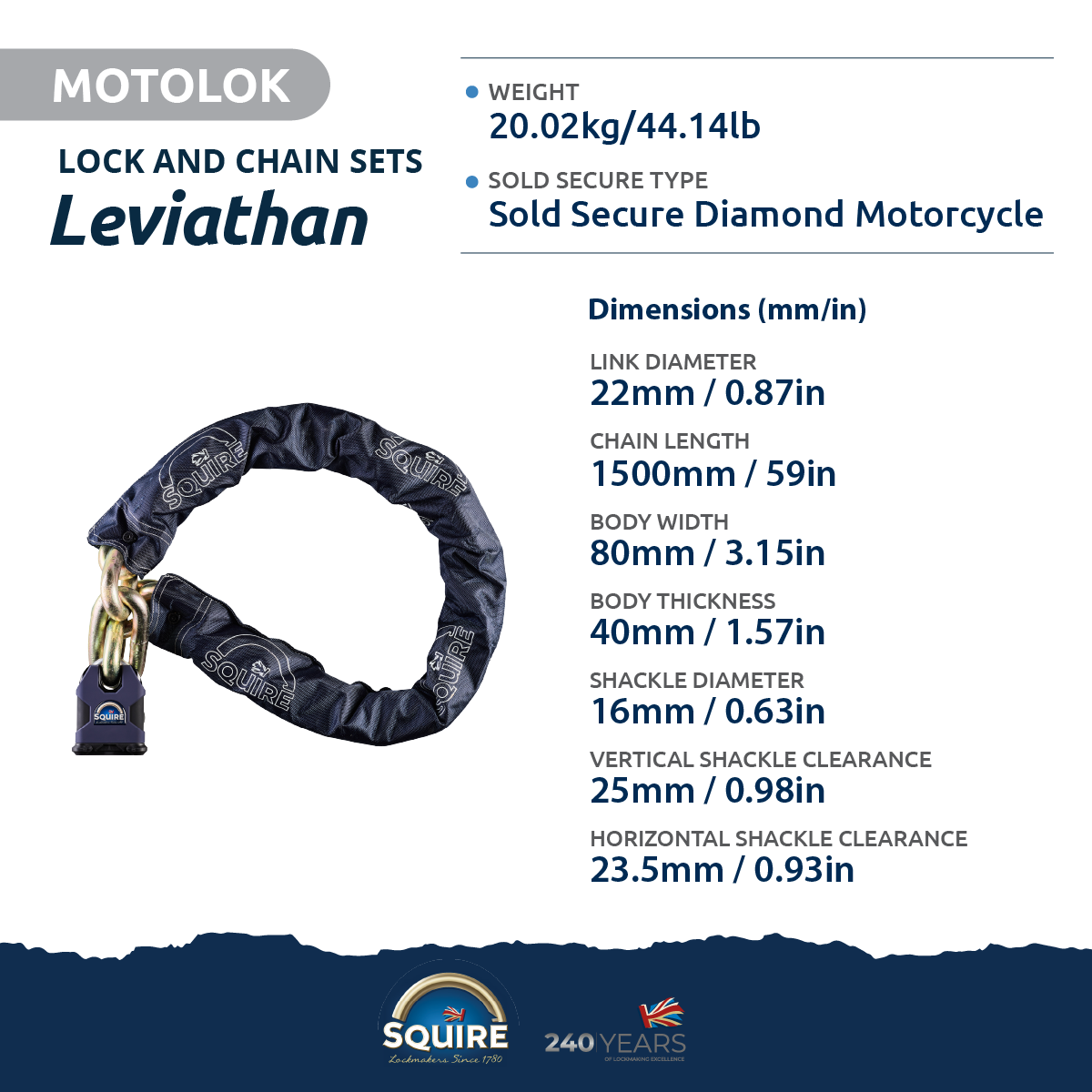 Stronghold Leviathan Padlock and Chain Set | SS80CS | Leviathan