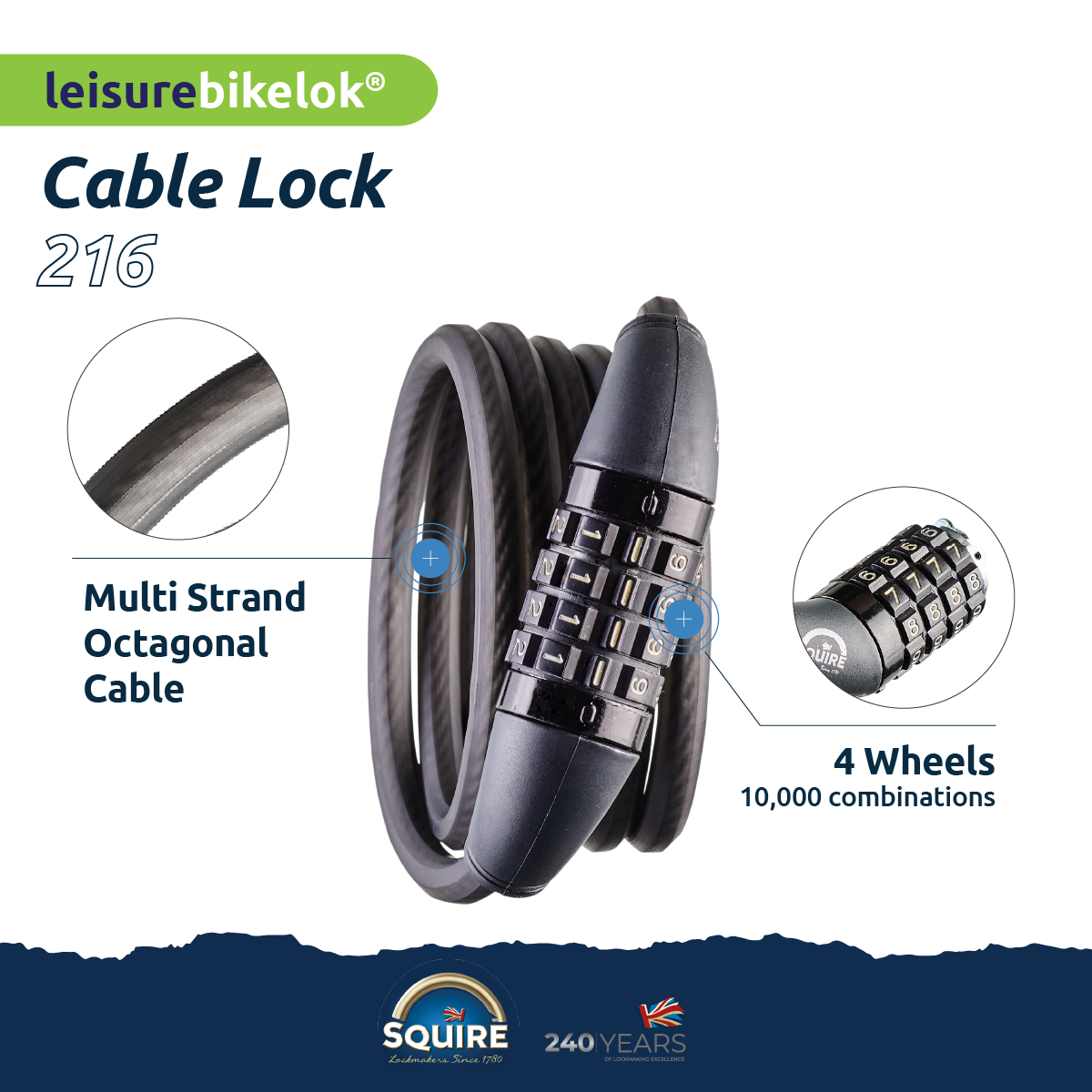 Squire Locks integrated Cable Lock feature sheet