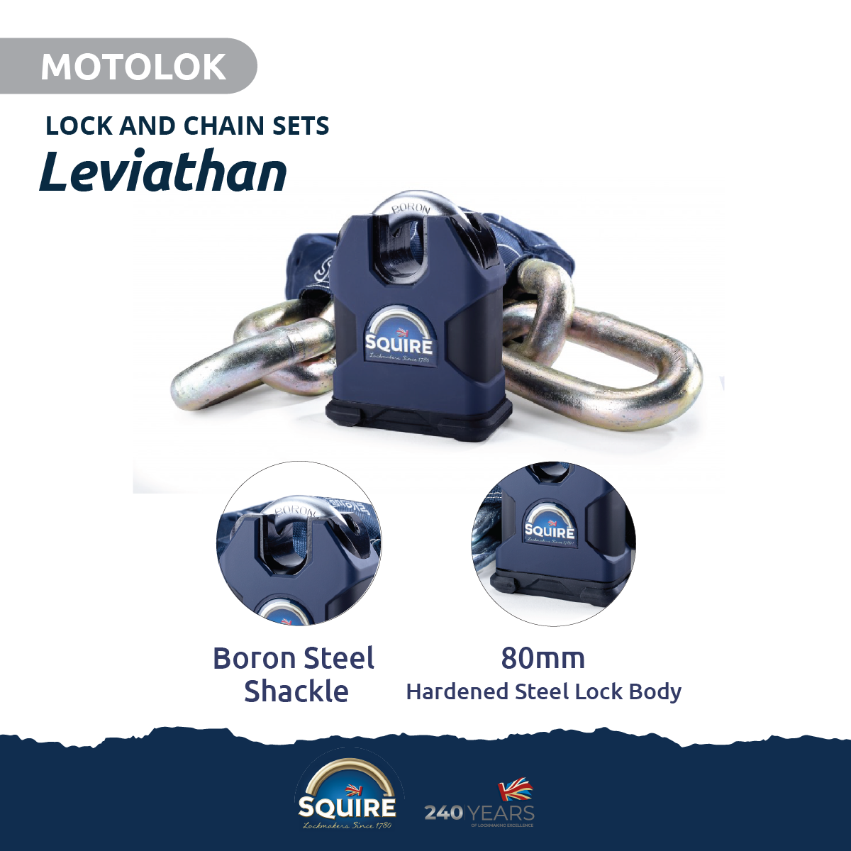 Stronghold Leviathan Padlock and Chain Set | SS80CS | Leviathan