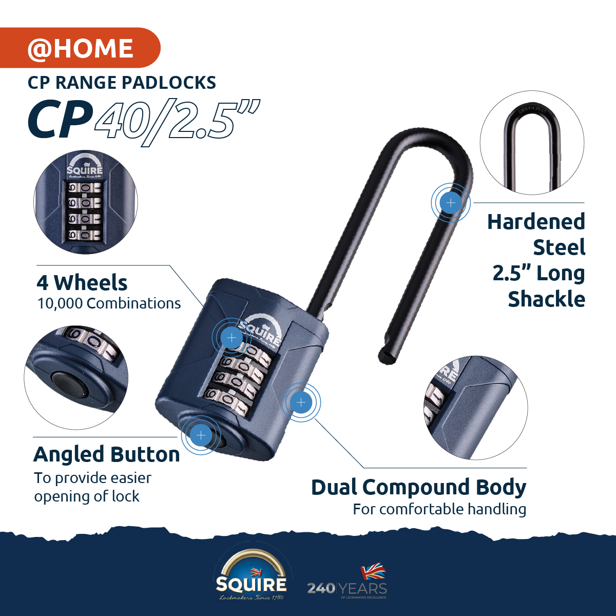 Weathershield™ Combination Padlock | 4-Wheel | CP40/2.5