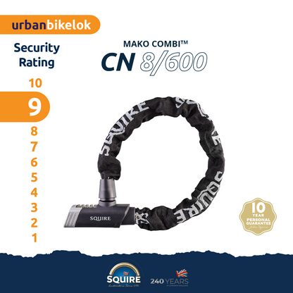 Squire MAKO Bike Combination Chain Lock |  Mako Combi CN 8/600 spec