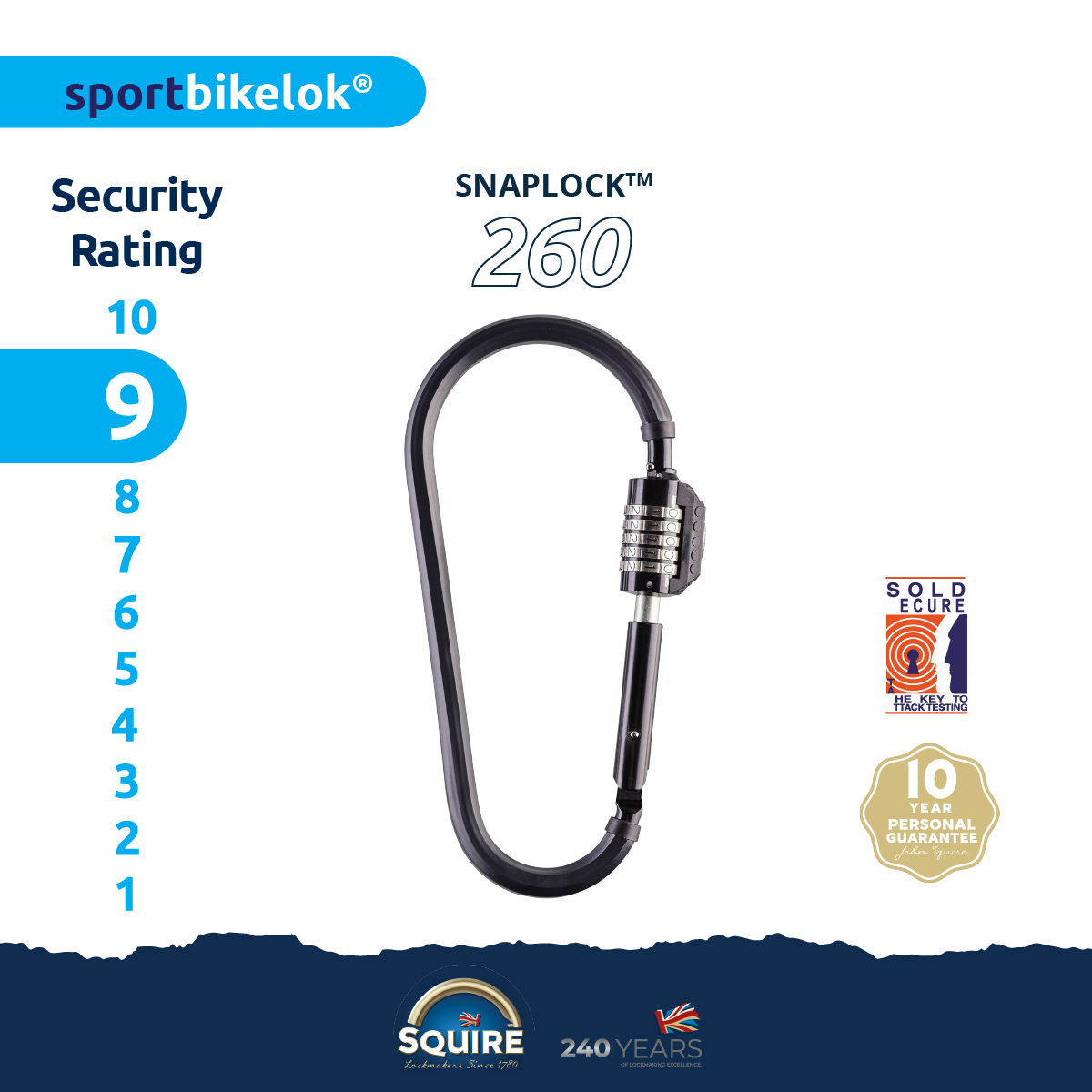 SNAPLOCK 260 Bike Lock product specs