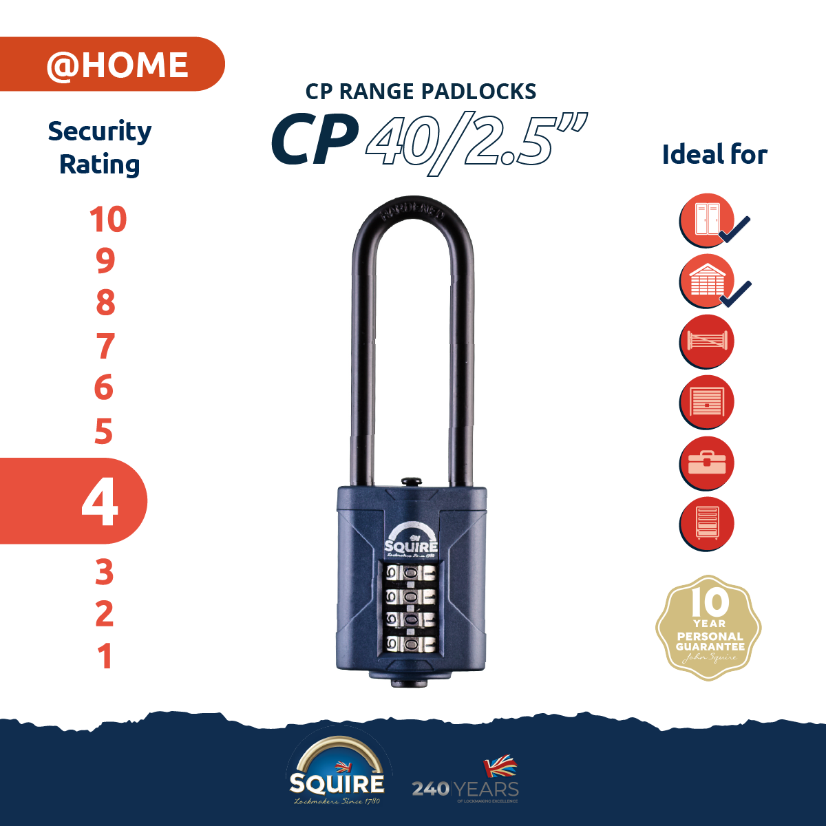 Weathershield™ Combination Padlock | 4-Wheel | CP40/2.5